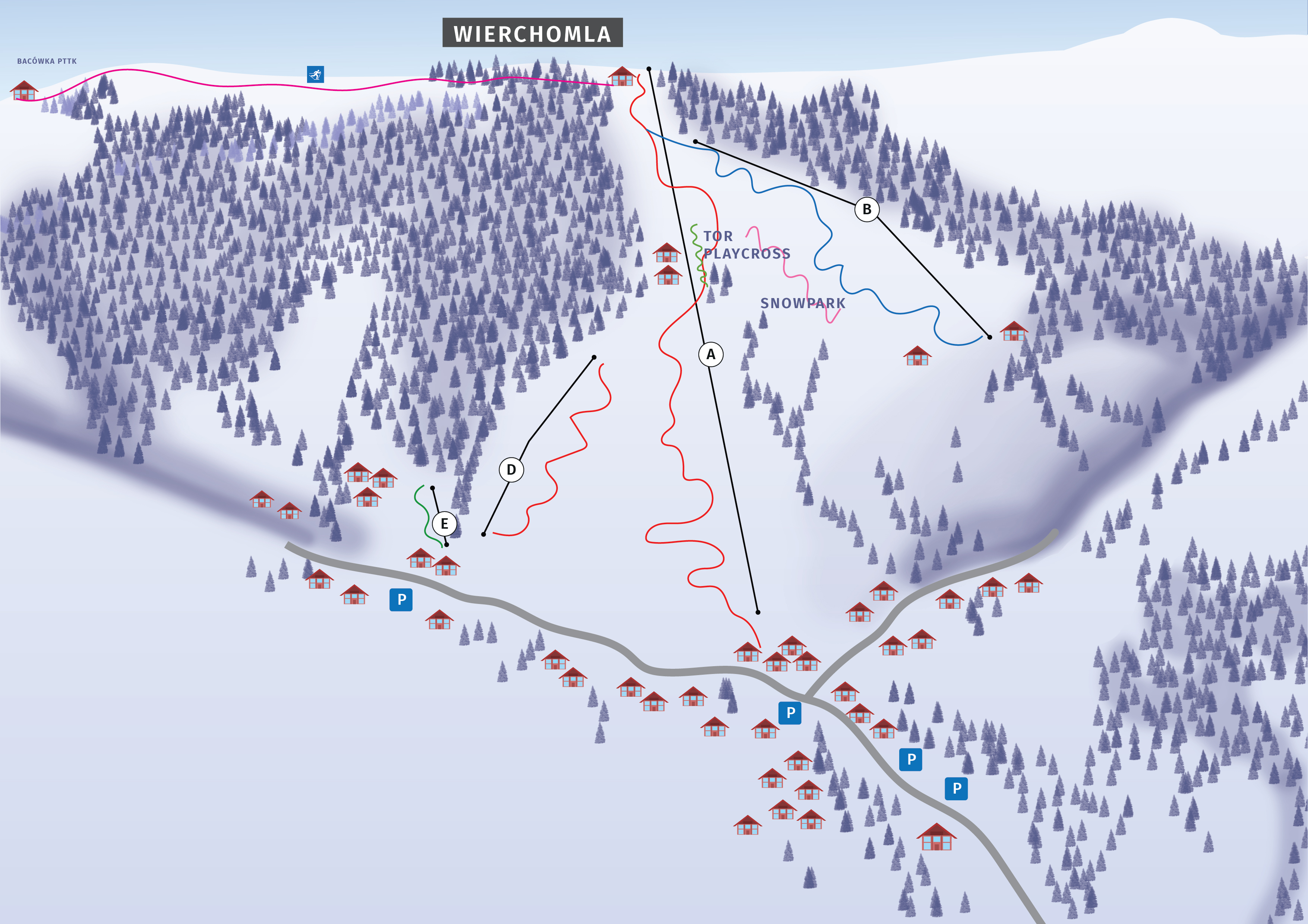 mapa stacji narciarskiej Wierchomla